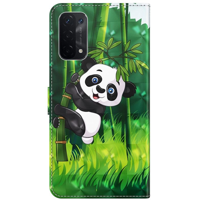 Kožené Puzdro Oppo A54 5G / A74 5G Panda A Bambus So Šnúrkou