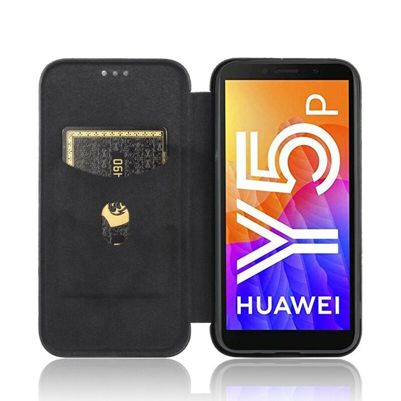 Flipové Puzdro Huawei Y5p Kožené Puzdro Uhlíkové Vlákno