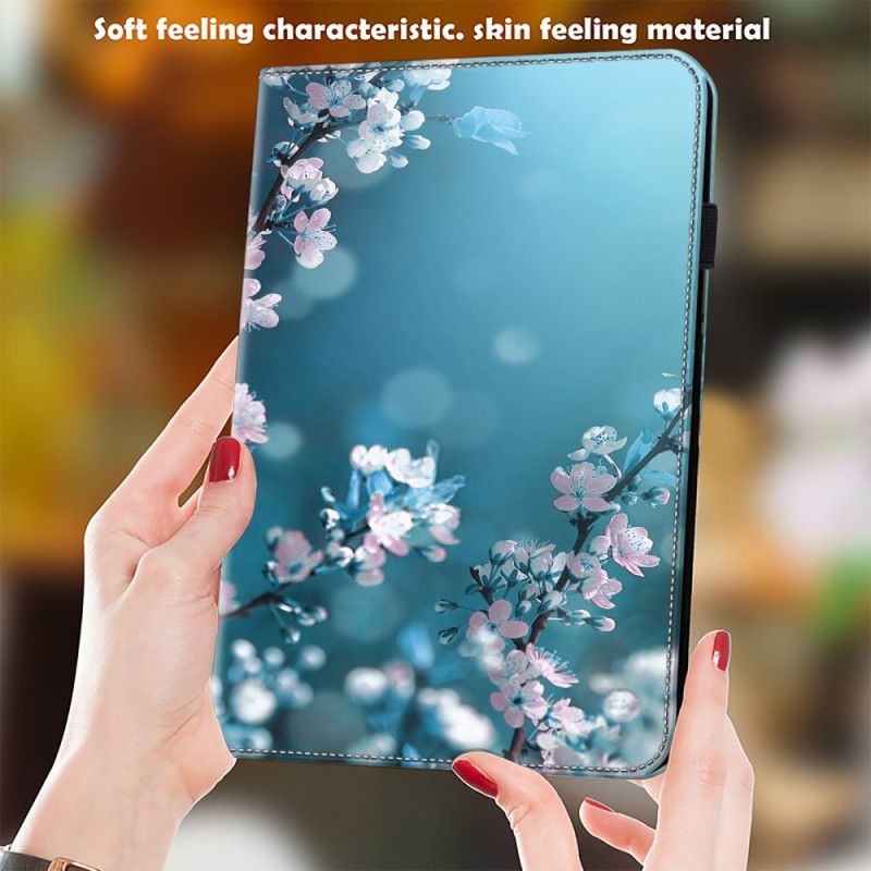 Kožené Puzdro Samsung Galaxy Tab S9 Fe Slivkové Kvety