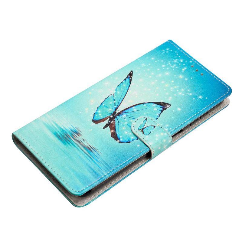 Puzdro Samsung Galaxy S24 Plus 5g Blue Butterfly In Lanyard Flight