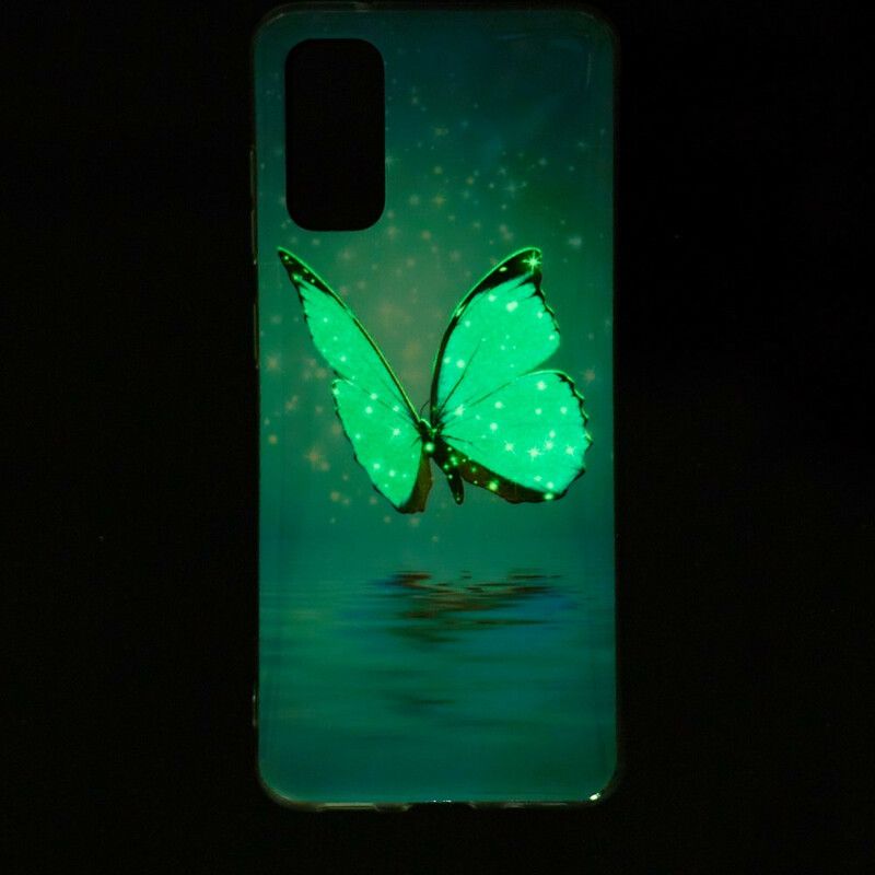 Kryt Samsung Galaxy S20 Fluorescenčný Modrý Motýľ