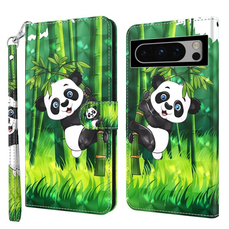 Puzdro Google Pixel 8 Bambusová Panda S Remienkom