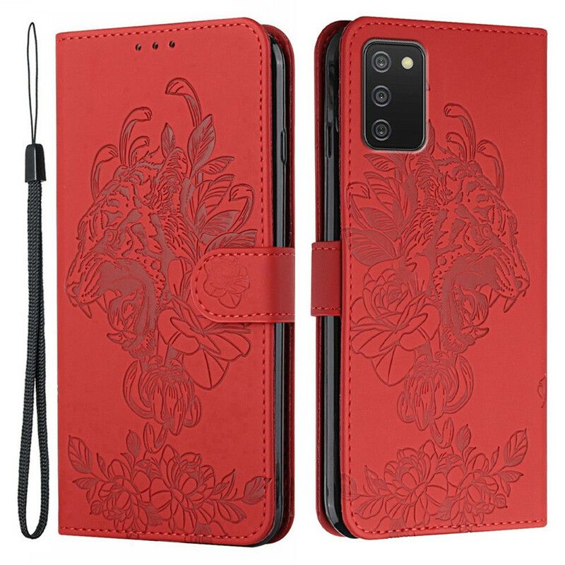 Kožené Puzdro Samsung Galaxy A02s Strappy Barokový Tiger