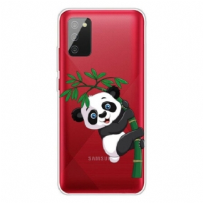 Kryt Samsung Galaxy A02s Bezšvové Panda Na Bambusu