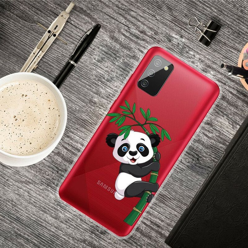 Kryt Samsung Galaxy A02s Bezšvové Panda Na Bambusu