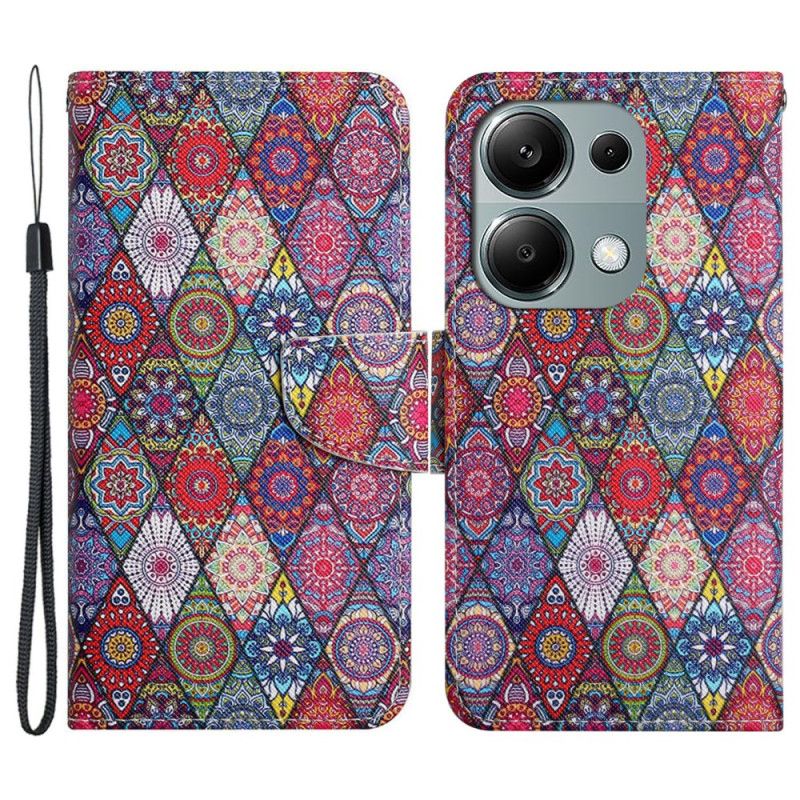 Kožené Puzdro Xiaomi Redmi Note 13 Pro 4g Kryt Na Mobil Lanyard Kaleidoskop