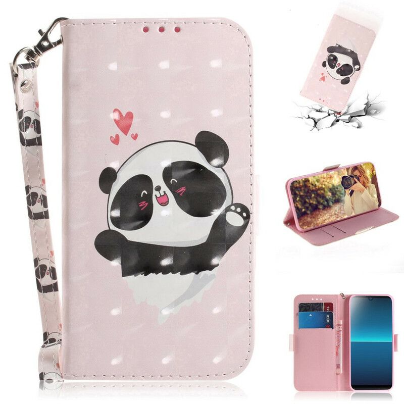 Kožené Puzdro Sony Xperia L4 Panda Love With Lanyard