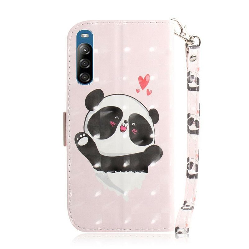 Kožené Puzdro Sony Xperia L4 Panda Love With Lanyard