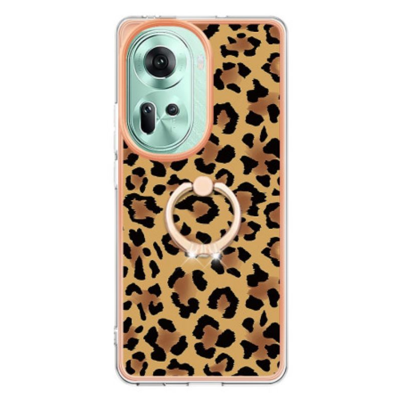 Kryt Oppo Reno 11 5g Držiak Na Prsteň S Leopardím Vzorom