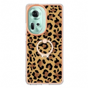 Kryt Oppo Reno 11 5g Držiak Na Prsteň S Leopardím Vzorom