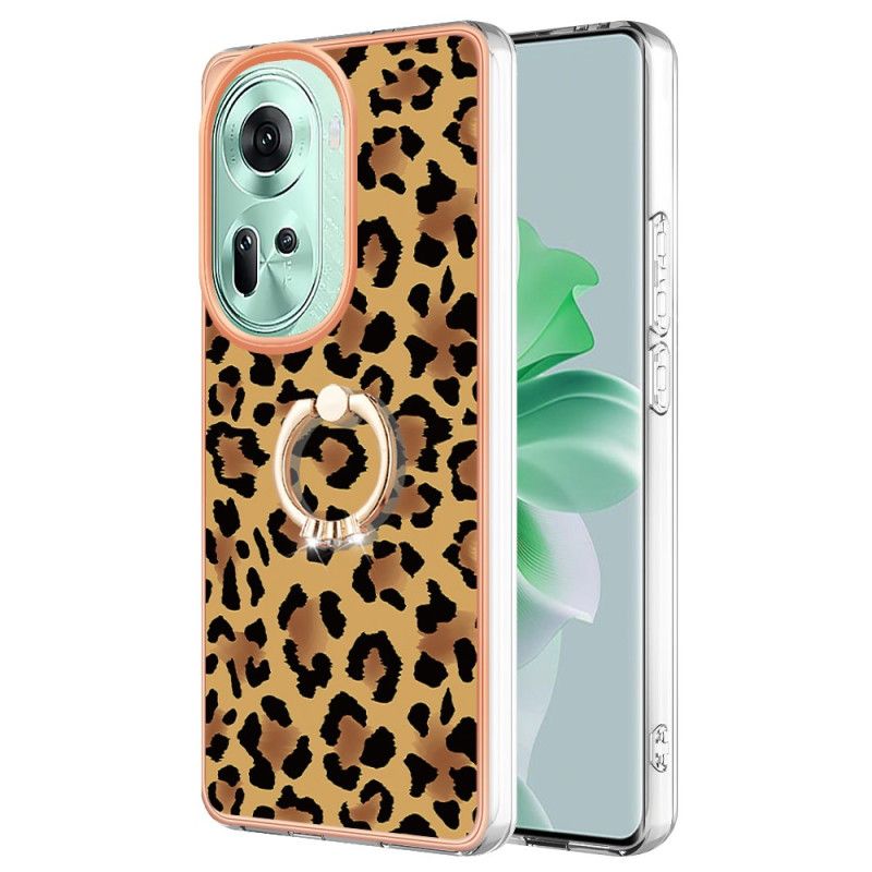 Kryt Oppo Reno 11 5g Držiak Na Prsteň S Leopardím Vzorom