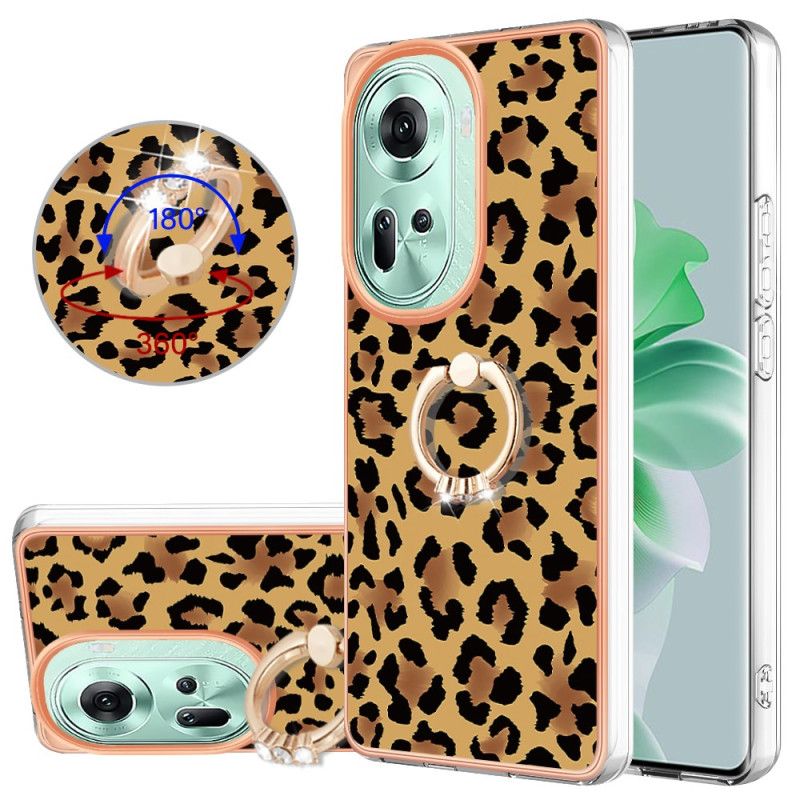 Kryt Oppo Reno 11 5g Držiak Na Prsteň S Leopardím Vzorom