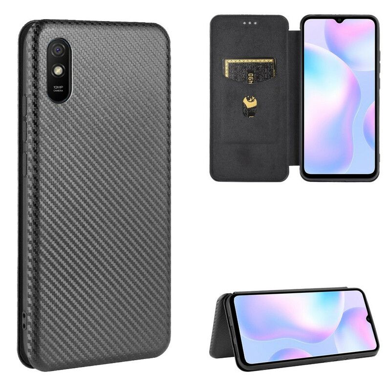 Flipové Puzdro Xiaomi Redmi 9A Kožené Puzdro Farebný Uhlíkový Silikón