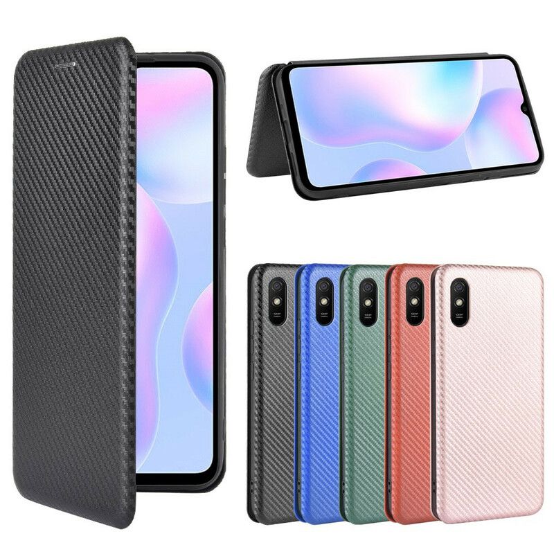 Flipové Puzdro Xiaomi Redmi 9A Kožené Puzdro Farebný Uhlíkový Silikón