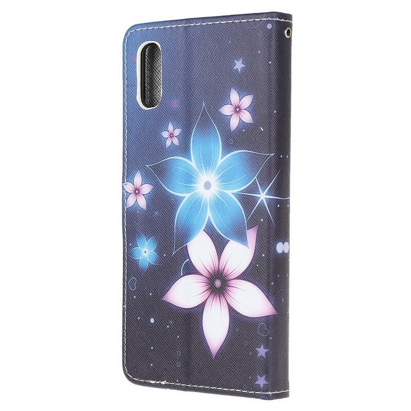 Kožené Puzdro Xiaomi Redmi 9A Kvety Lunárneho Popruhu