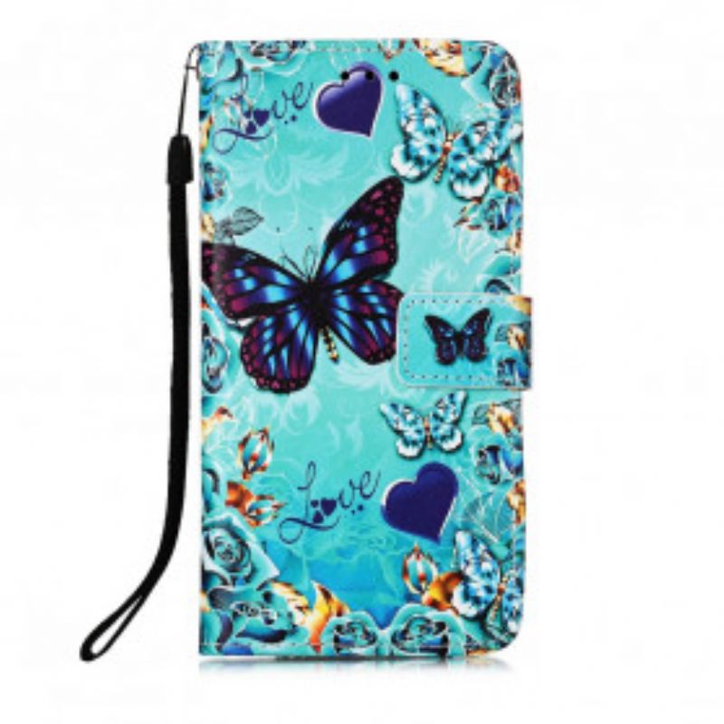 Kožené Puzdro Xiaomi Redmi 9A Love Butterflies Strappy