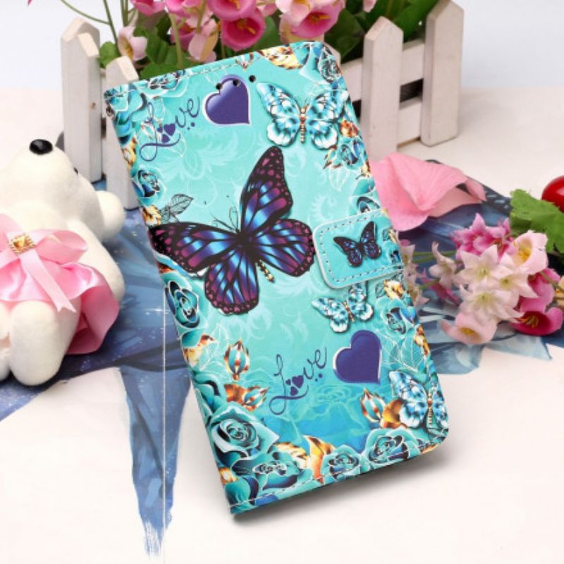 Kožené Puzdro Xiaomi Redmi 9A Love Butterflies Strappy