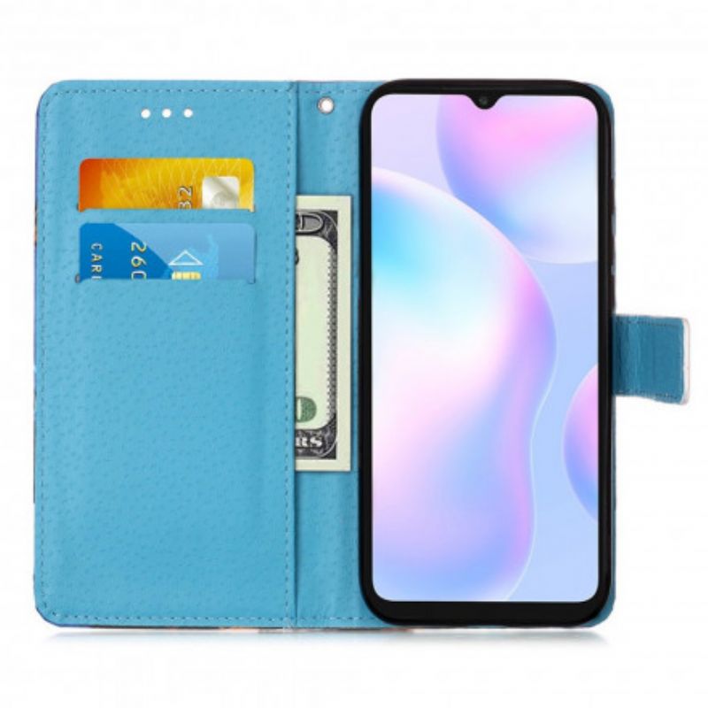 Kožené Puzdro Xiaomi Redmi 9A Popruh Na Motýľ Eiffelovej Veže