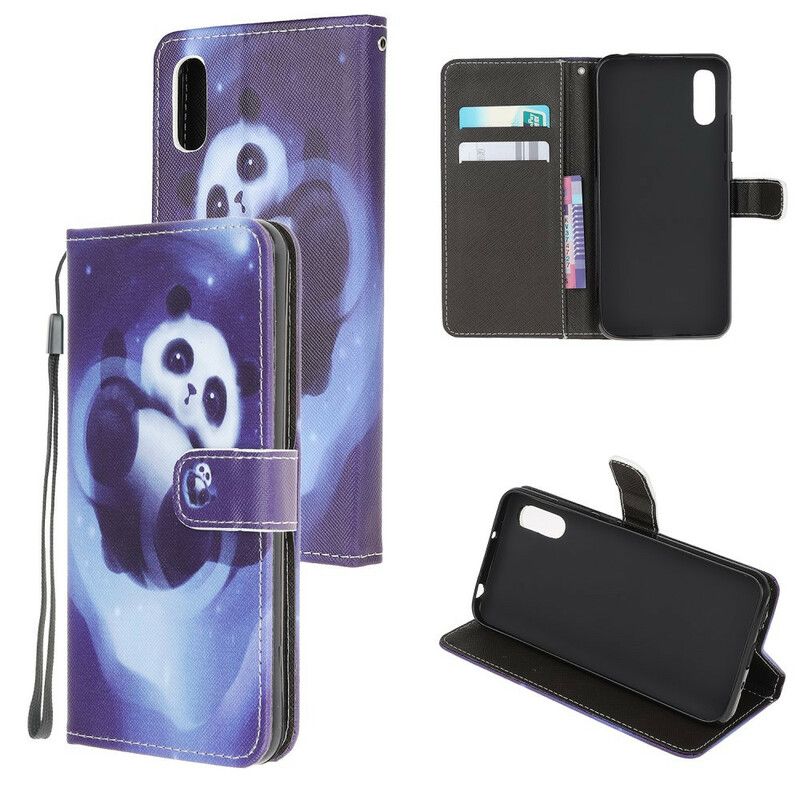 Peňaženkový Kryt Xiaomi Redmi 9A Panda Space So Šnúrkou