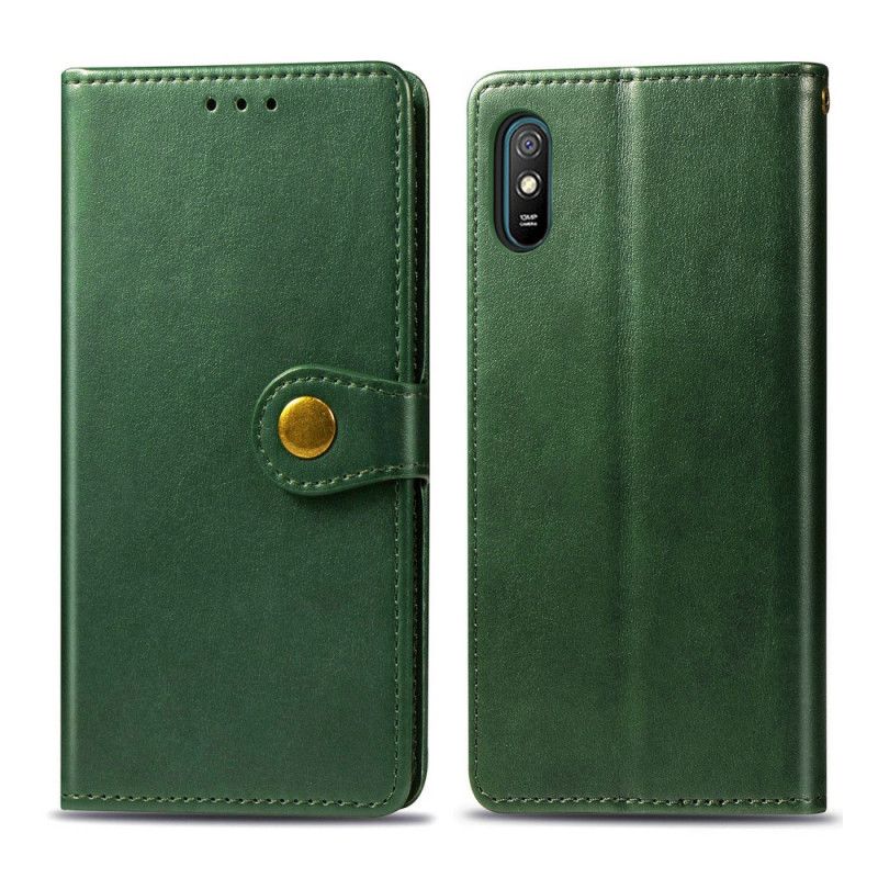 Peňaženkový Kryt Xiaomi Redmi 9A Umelá Koža A Vintage Spona