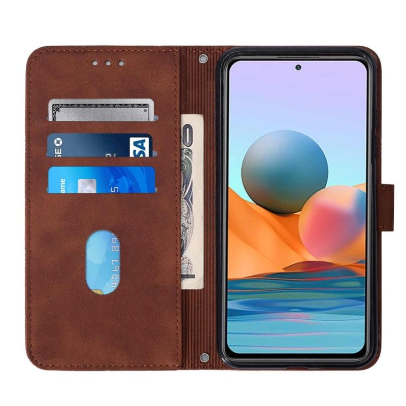 Flipové Puzdro Xiaomi Redmi Note 10 Pro Remienok V Geometrickom Štýle Kože