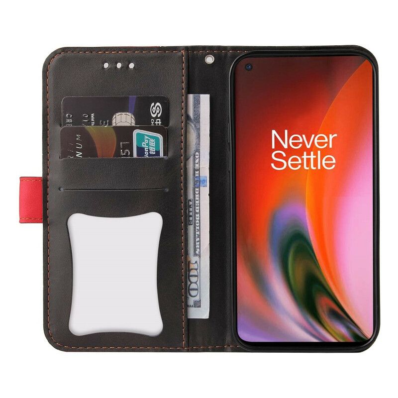 Kožené Puzdro OnePlus Nord 2 5G Farebná Dvojfarebná Umelá Koža