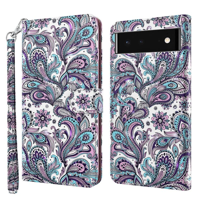 Kožené Puzdro Google Pixel 7 Pro Strappy Paisley Vzor