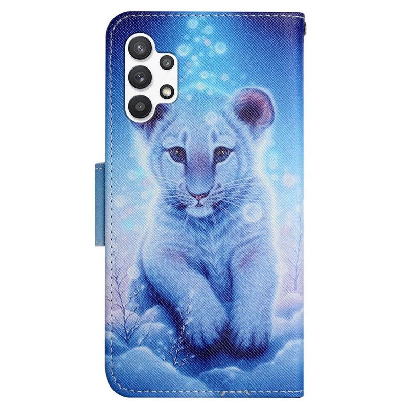 Kožené Puzdro Samsung Galaxy A13 Biely Tiger So Šnúrkou