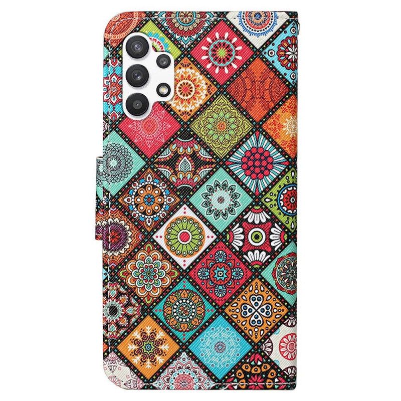 Kožené Puzdro Samsung Galaxy A13 Patchwork S Lanyardom