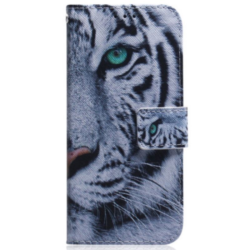 Kožené Puzdro Samsung Galaxy A34 5G Strappy Biely Tiger