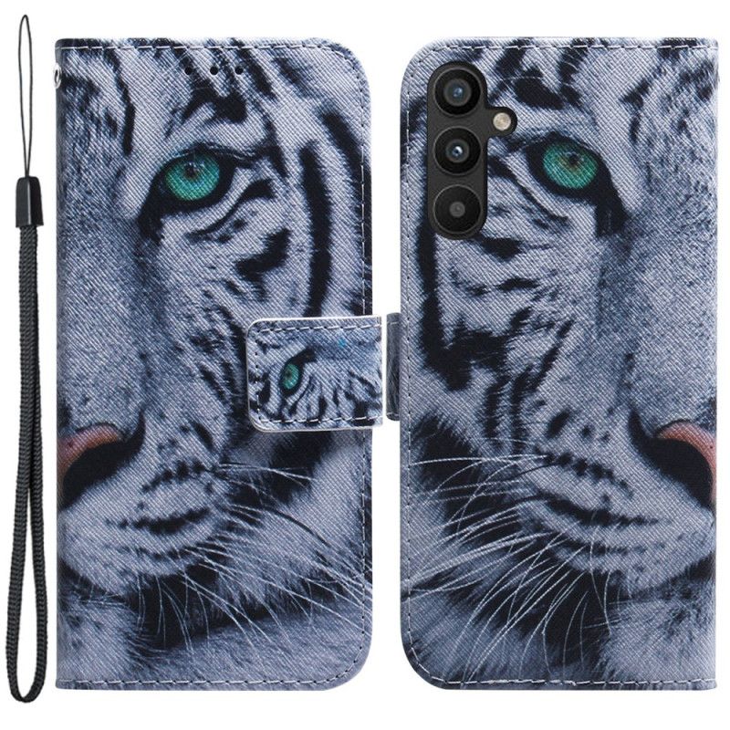 Kožené Puzdro Samsung Galaxy A34 5G Strappy Biely Tiger