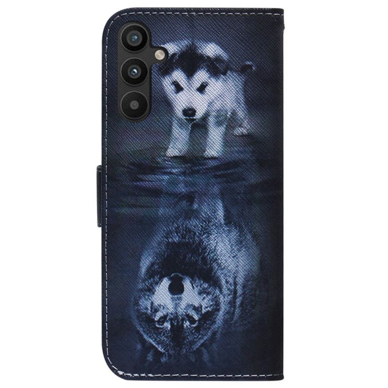 Kožené Puzdro Samsung Galaxy A34 5G Strappy Watercolor Wolf