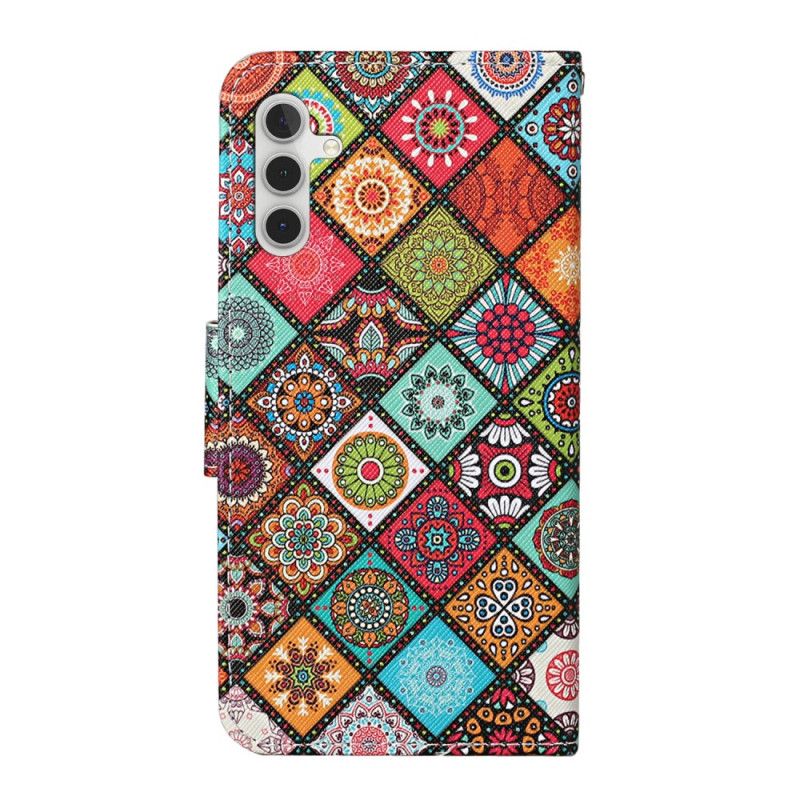 Peňaženkový Kryt Samsung Galaxy A34 5G Patchwork Na Popruhoch