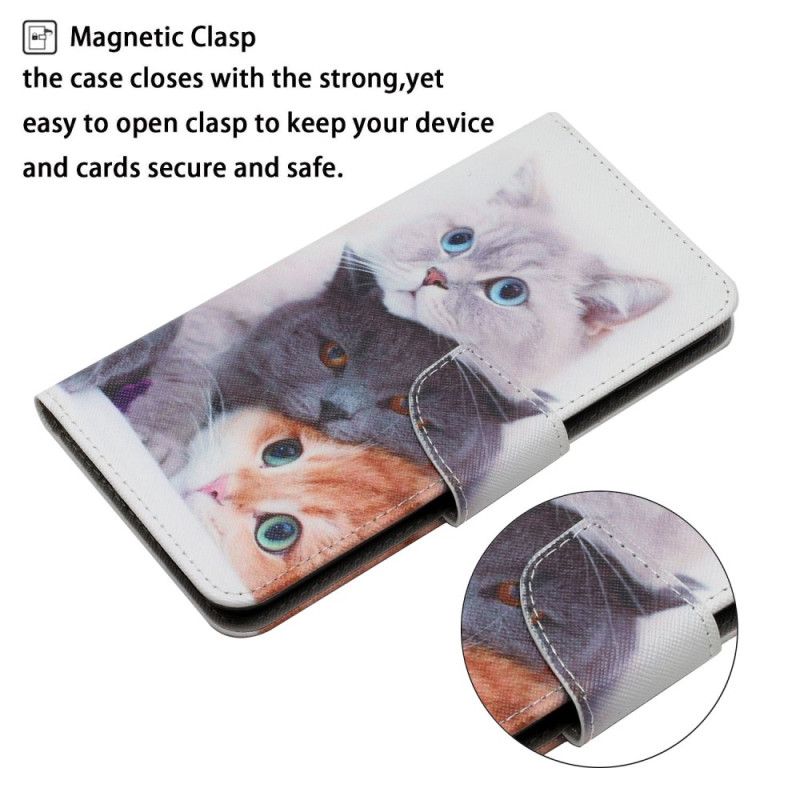 Peňaženkový Kryt Samsung Galaxy A34 5G Rodina Strappy Cat