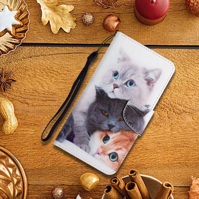 Peňaženkový Kryt Samsung Galaxy A34 5G Rodina Strappy Cat