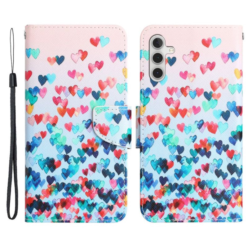 Peňaženkový Kryt Samsung Galaxy A34 5G Strappy Hearts Rain