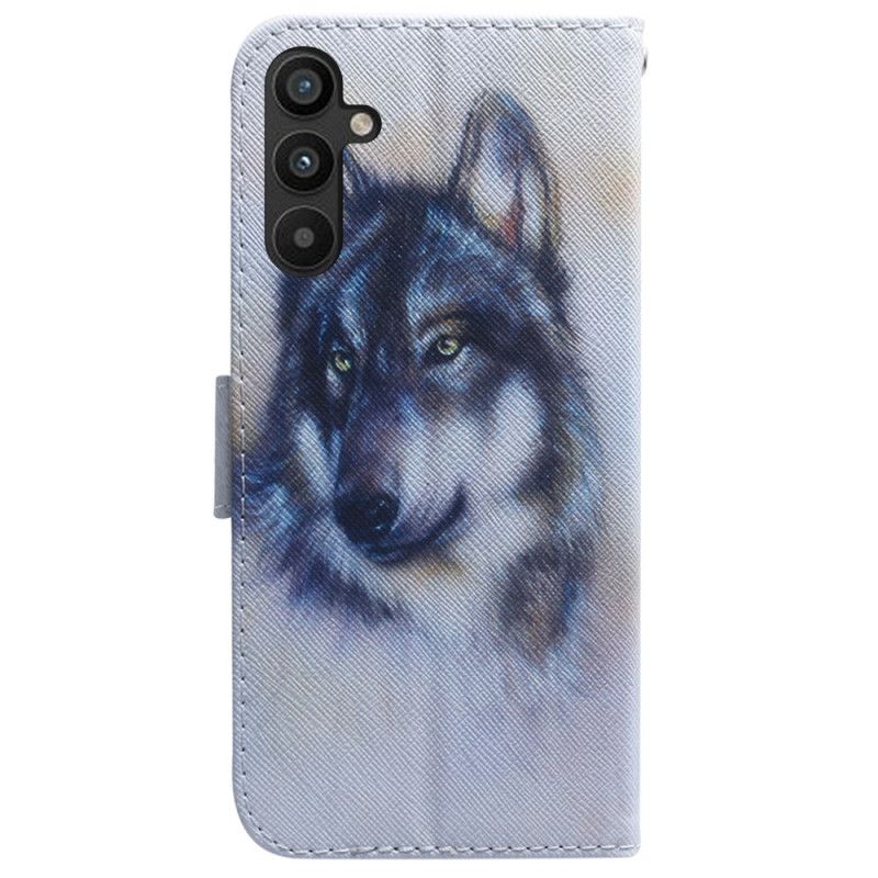 Peňaženkový Kryt Samsung Galaxy A34 5G Strappy Watercolor Wolf