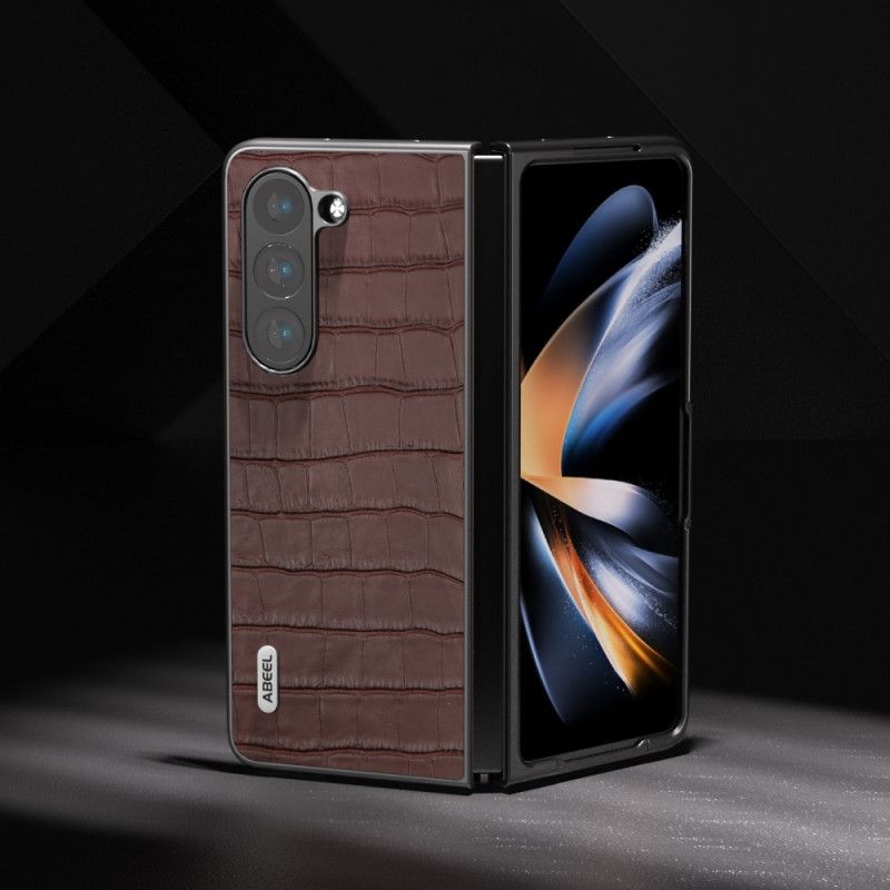 Kryt Na Samsung Galaxy Z Fold 5 Dizajn Krokodíla Z Pravej Kože