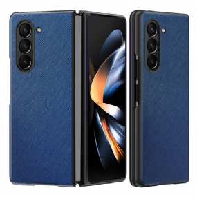 Kryt Samsung Galaxy Z Fold 5 Kožený Štýl S Tkaným Efektom