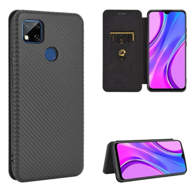 Flipové Puzdro Xiaomi Redmi 9C Kožené Puzdro Farebný Uhlíkový Silikón