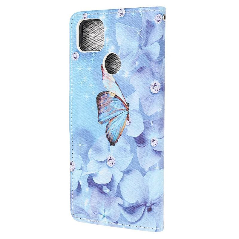 Flipové Puzdro Xiaomi Redmi 9C Strappy Diamond Butterflies