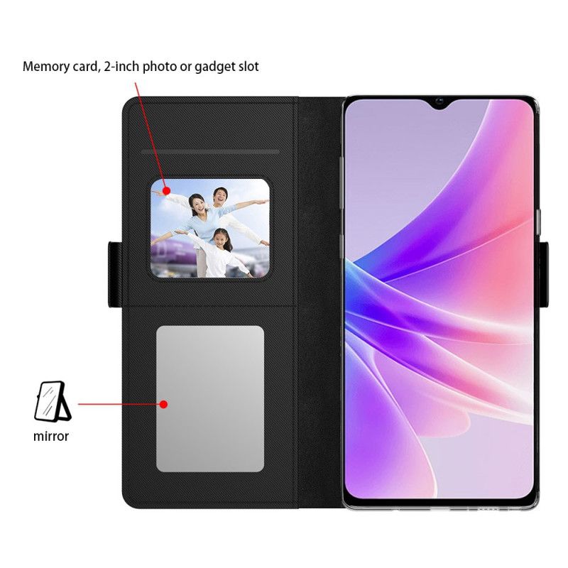 Kožené Puzdro Realme 12 Pro / 12 Pro Plus Zrkadlový A Predný Držiak Karty