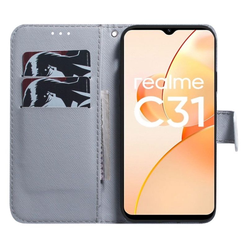 Kožené Puzdro Realme C31 Marhuľový Kvet