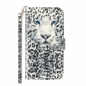 Kožené Puzdro iPhone 11 Pro Max Bodové Svetlá Tiger Light Strap