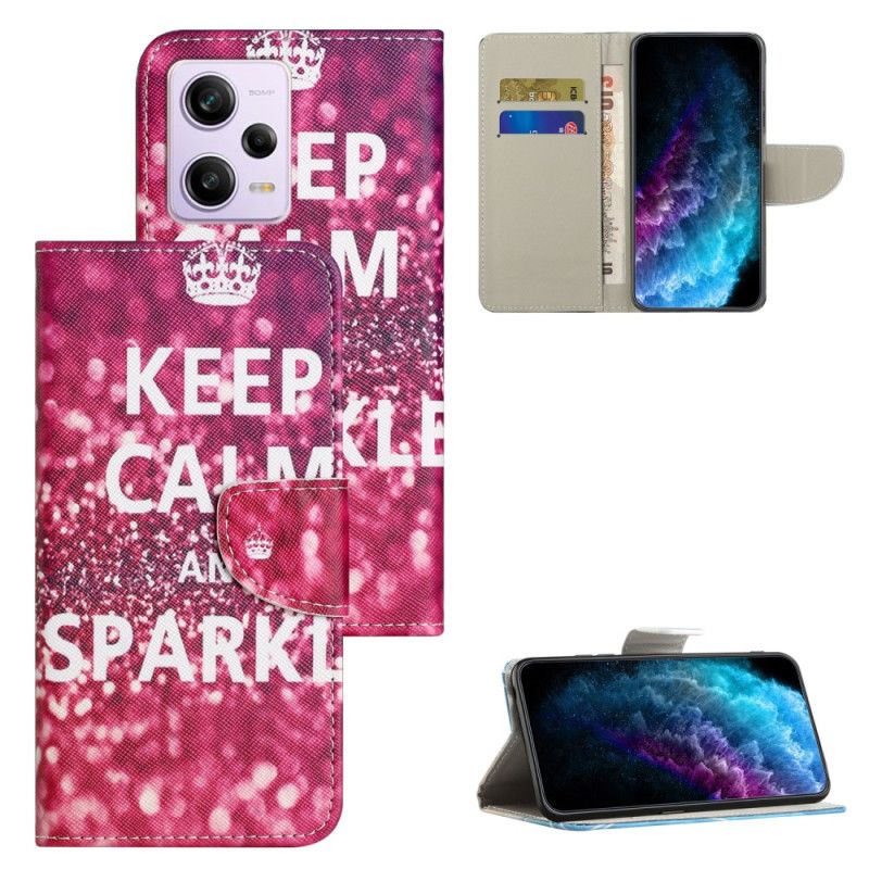 Kožené Puzdro Xiaomi Redmi Note 12 5G Keep Calm Strap