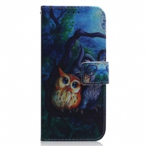 Kožené Puzdro Xiaomi Redmi Note 12 5G Maľba Strappy Owls