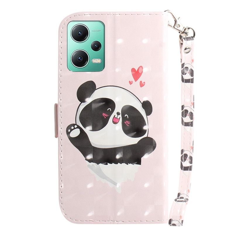 Kožené Puzdro Xiaomi Redmi Note 12 5G Panda Love With Lanyard