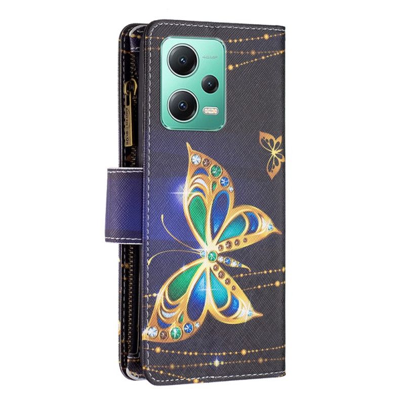 Kožené Puzdro Xiaomi Redmi Note 12 5G Peňaženka Na Mince Golden Butterflies