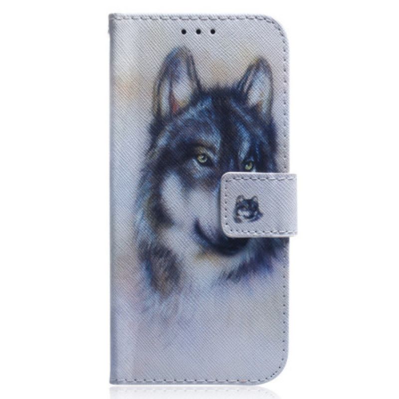 Kožené Puzdro Xiaomi Redmi Note 12 5G Strappy Watercolor Wolf