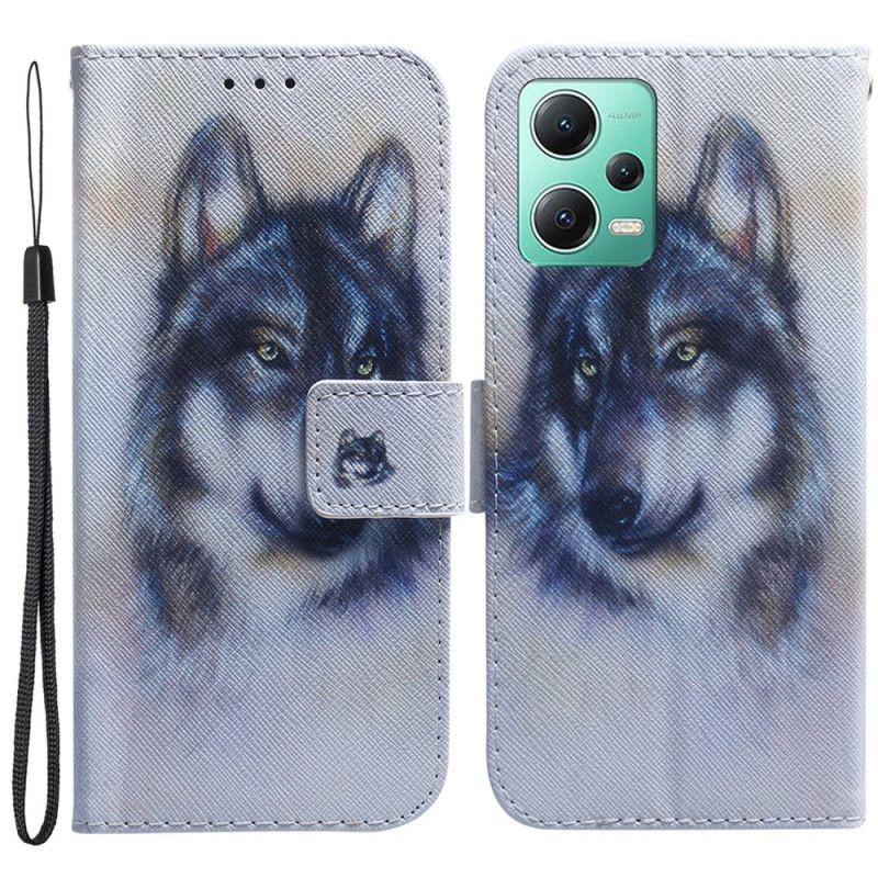 Kožené Puzdro Xiaomi Redmi Note 12 5G Strappy Watercolor Wolf